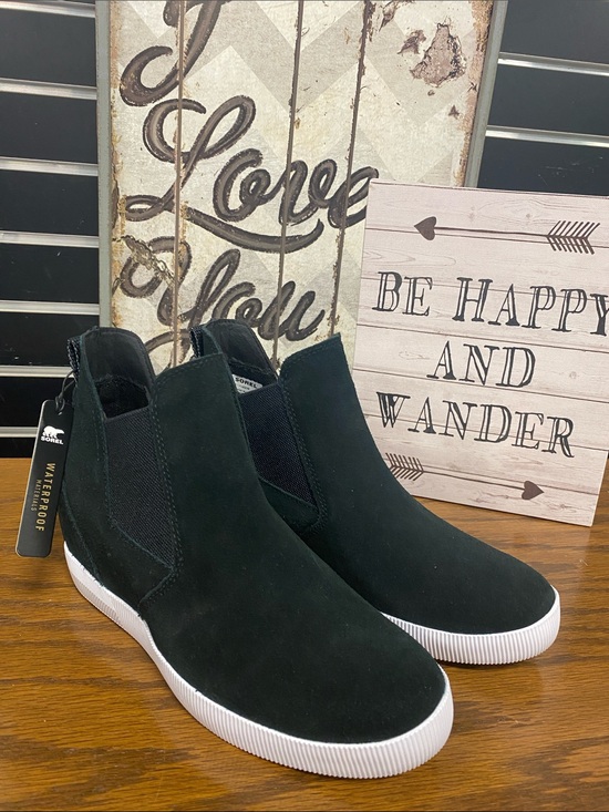 Sorel Shoes - Sorel Black Suede Slip-On Ankle Sneakers with White Sole NWT
